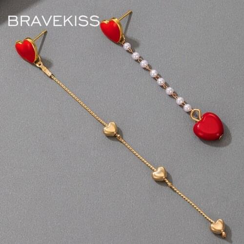 BRAVEKISS Long Drop Earrings For Women Colorful Cubic Zircon Beads Gold Color Hanging Earrings Fashion Jewelry BUE0330