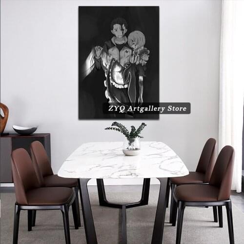 Black Princess Hug Rem Subaru Poster Art Picture Prints Home Decor Wall Canvas Painting Decoration For Living Room Anime