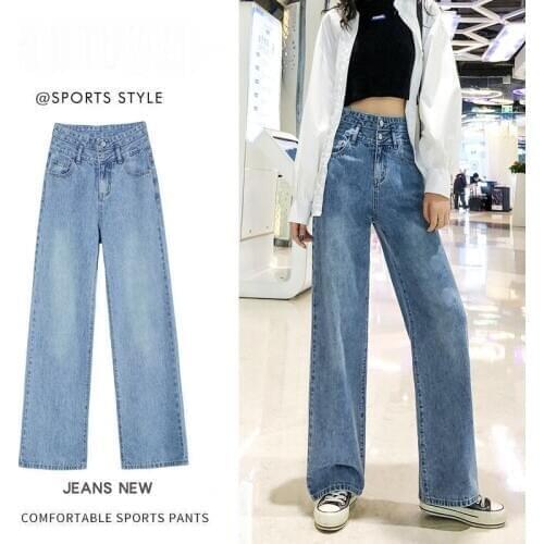 High Waist Jeans Woman Retro Vintage Design Straight Wide Leg Loose Pants Baggy Mom Jeans 2021 New Spring Summer Women Jeans