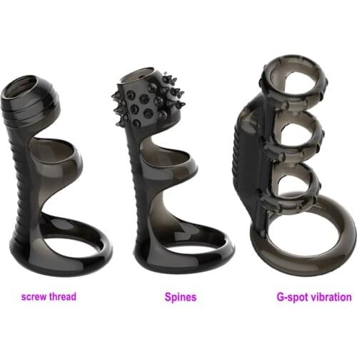 Dildo G spot Stimulator Vibrator Dick Delay Ejaculation Stronger Reusable Cock Sleeve Penis Vibrating Ring Strap For Men