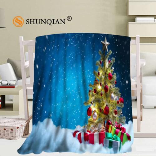 Custom christmas tree blanket Flannel Falafel Fabric 56x80inch 50X60inch 40X50inch Sofa Bed Throw Blanket Kid Adult Warm Blanket