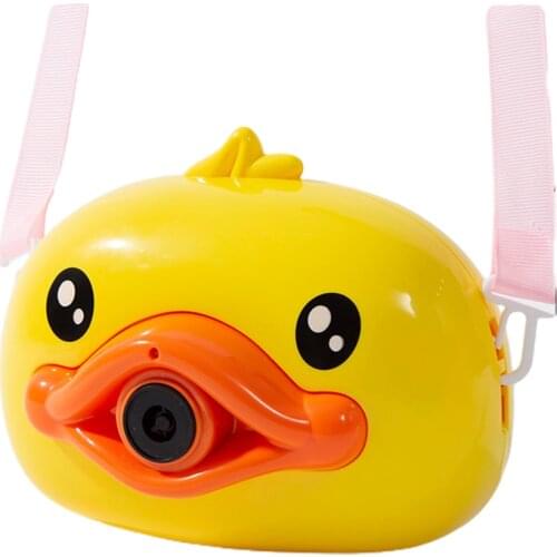 Yellow Duck Shape Bubble Camera Machine Kids Child Toddlers Game Toy For Fun