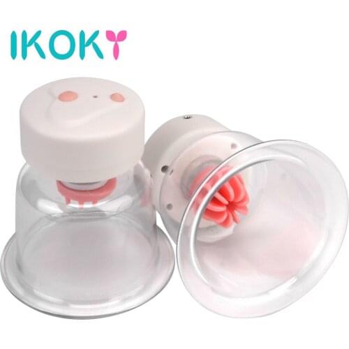 IKOKY Licking Nipple Sucker Breast Enlargement Vibrator Rotate Stimulation Breast Pump Sex Toys For Women Bra Massager Sex Shop