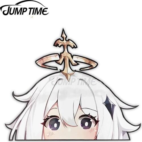 JumpTime 13 x 11.4cm Genshin Impact Paimon Peeker Funny Car Stickers Bumper Truck Graphics Vinyl JDM Air Conditioner Waterproof