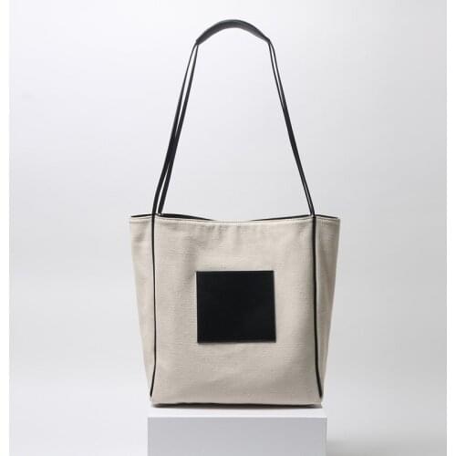 Unisex Japanese Lady Classic Canvas Bag Cowhide Shoulder Bag Large Capacity Daily Door And Travel Single-shoulder Bag