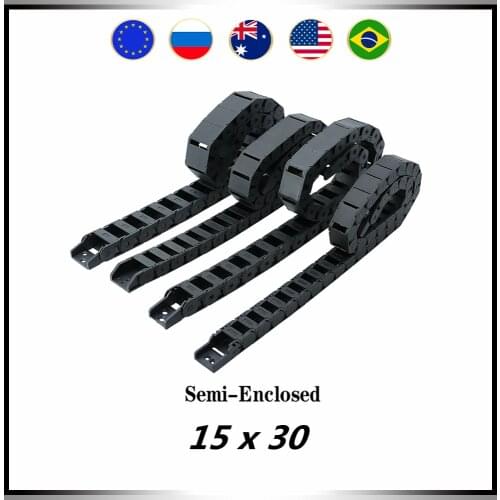 15 x 30mm 15*30mm L1000mm Cable Drag Chain Wire Carrier End Connectors Semi-enclosed For CNC Router Machine Tools