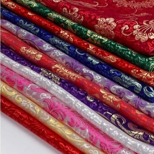 90cm*100cm Brocade fabric costume wedding party clothing costume kimono dress silk satin fabric Pteris peony cloth fabric