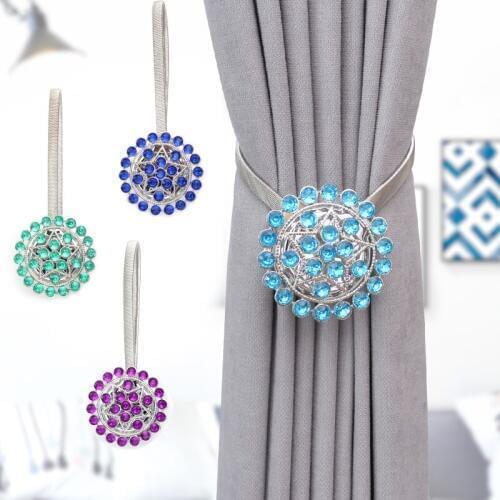 Creative Crystal Curtain With Home Decoration Curtain Buckle Free Punch Hook Wall Hook Magnet Strap Curtain Clip