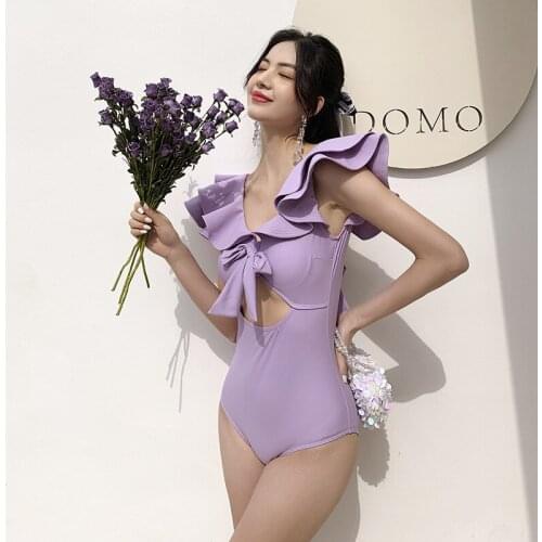 Swimsuits Women Summer 2021 Plus Size Beachwear Retro Swim Wear One Piece Pushup Sexy Bikini Fashion Large Leaf Polyester Solid