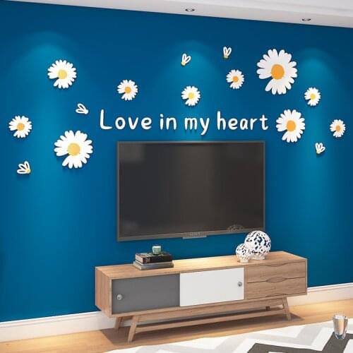 Little Daisy Acrylic Wall Stickers For Living room TV Wall Chrysanthemum Decoration IDY Art wall Decor Home Decor