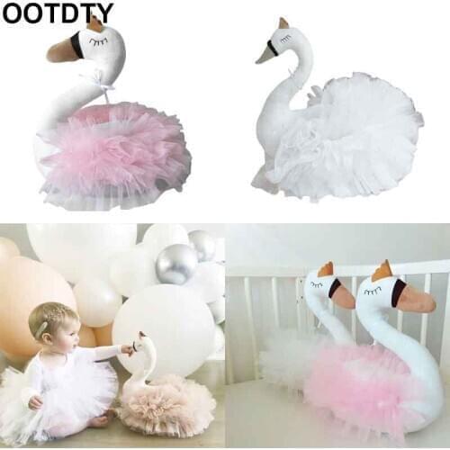 Cute Swan Stuffed Animal Toy Soft Gauze Pillow Baby Sleeping Doll Birthday Gifts Kids Room Decoration