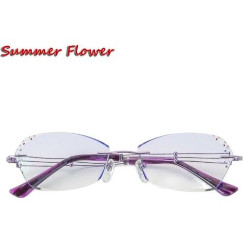 Chashma Fashion Designer Women Spectacle Titanium Rimless Glasses for Graduated Lenses Pure Titanium Light Spectacles Optical