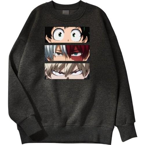 Man Sweatshirts My Hero Academia Japanese Anime Print Men Hoodies Famous Brand Retro Pulloverscrewneck Retro Mens Sweatshirt