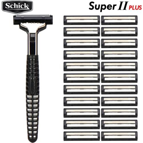 18 blades + 1 razor holder Original Genuine Schick Super II PLUS face razor blades Set for man Lubricating shaver experience