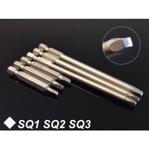 3Pcs Set Square Head Screwdriver Bits Magnetic Electric Driver Drill Bits 1/4" Hex Shank 50/100mm Power Hand Tools