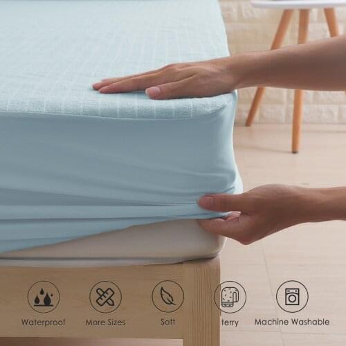 Bed Cover Cotton Terry Matress Cover 100% Waterproof Breathable Mattress Protector Bed Anti-mite Mattress Pad Cover for Mattress