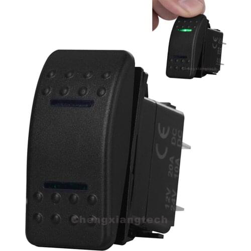 7 pin Momentory ON/OFF/Momentory ON DPDT Rocker Switch for NARVA ARB Carling style Replacement Green Led