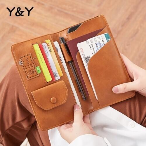 Y&Y Leather New Ladies Long Mobile Wallet Korean Style Large-capacity Multifunctional Travel Passport Bag Clutch