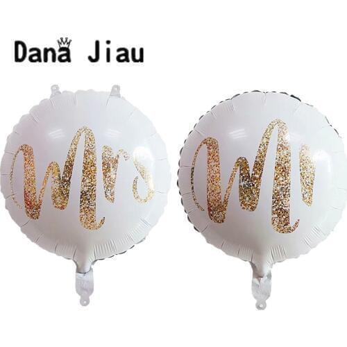 Wedding NEW White 18inch MR&MRS Wedding Foil Balloons Valentines Day Gift Husbands Birthday Party Decoration Ball Big Ring