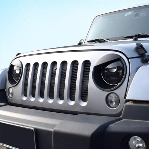 X7AE 2x Bezels Front Light Headlight Trim Cover ABS for jeep Wrangler 2007-2015