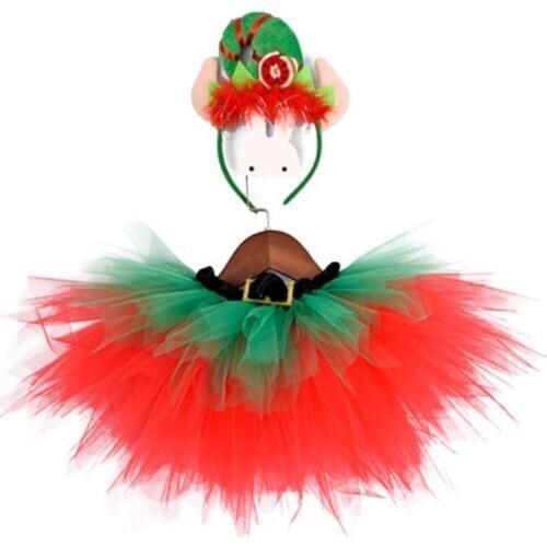 Toddler Baby Girls Christmas Skirts New Year Party Dance Ballet Skir Hairband Kids Children Red Costume 6M-4 Years Old Girl