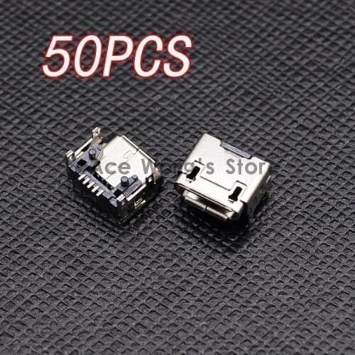50pcs Micro USB 5pin B type Female Connector, Widely used in tablet, phones and PDA Micro USB Jack Connector Charging Socket
