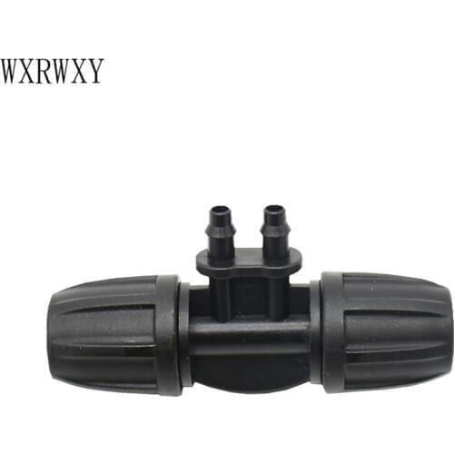 Garden Irrigation 8/11 to 4/7 reducing tee barb 4 Way Hose Thread Lock Barbed Connector Watering System Splitters 25pcs