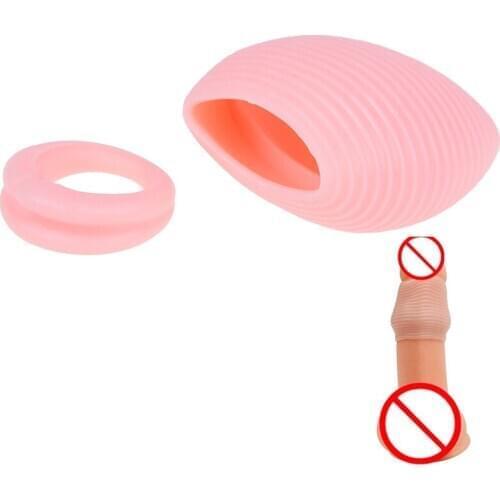 2pcs Reusable Silicone Cock Penis Ring Condoms Enlargement For Men Extender Time Delay Intimate Goods Sex Toys for Men