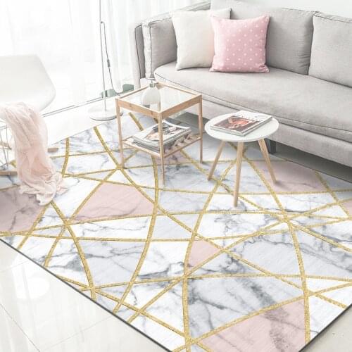 DeMissir Modern Marble Gemetric White Golden 10 Kinds Size Carpet For Bedroom Soft Rug Living Room vloerkleed teppich Dropship