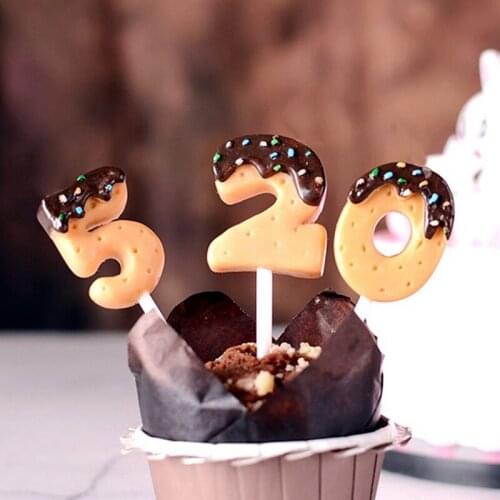 High Imitation Chocolate Cookies Numbers Candles 0 1 2 3 4 5 6 7 8 9 Birthday Candles for Kids Baby Show Cupcake Topper Decor