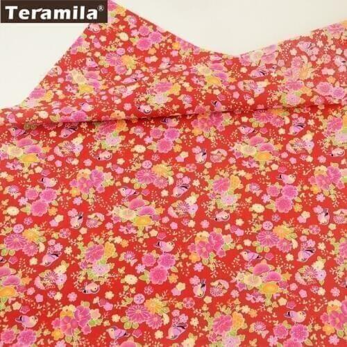 Teramila Cotton Poplin Fabric Printed Floral Style Cloth Handwork Dress Shirt Quilting Patchwork Fat Quarter Meter Home Textile