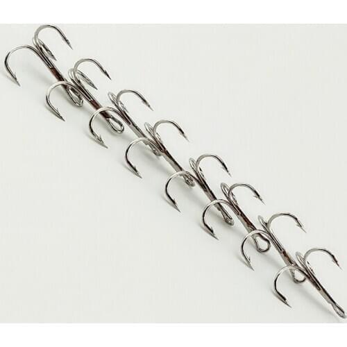30pcs Treble Fishing Hooks 4#6#8#10#12# Barbed Triple Artificial Lure Fishhooks High Carbon Steel Ocean Boat Fishing