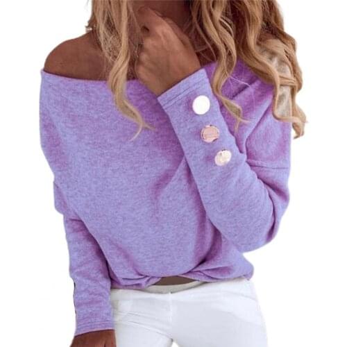 Off Shoulder Strapless Women Blouse Buttons Decorate Autumn 2021 Shirts Solid Color Long Sleeve Elegant Pullover Blouses Top