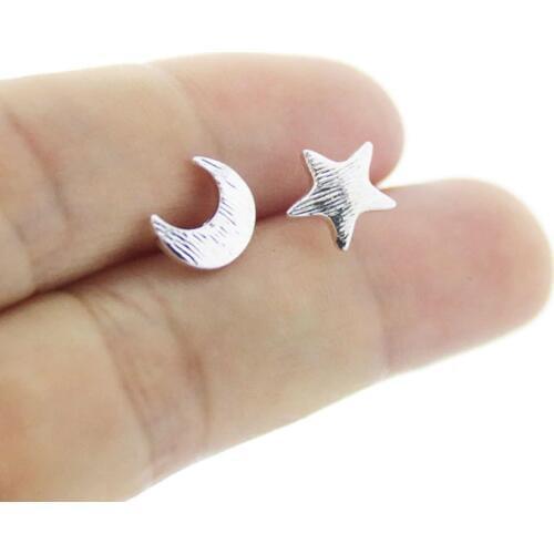 Wholesale Fashion Gold Star and Moon Stud Moonrock Earrings Women Ear Accessories Jewelry 3 Colors Available