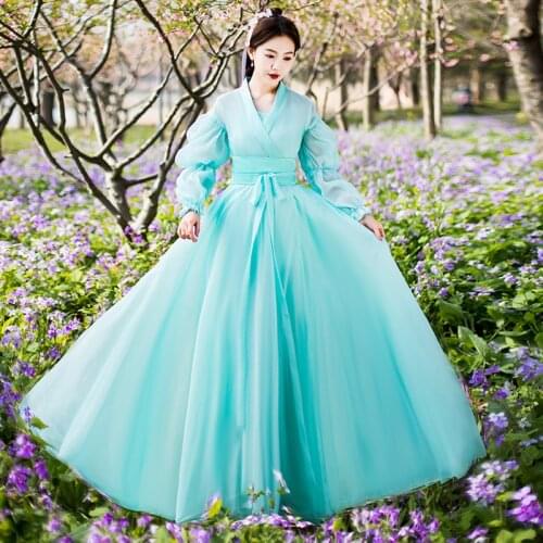 XinHuaEase Women Hanfu Traditional Folk Oriental Photography Xiaolongnv Ancient Costume Chinese Style Fairy Cross Collar Waist