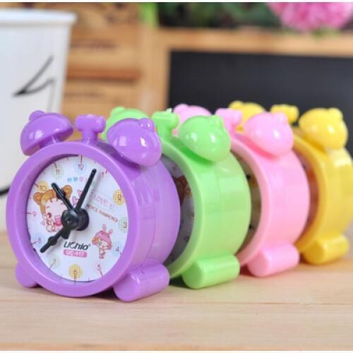 1pcs small fresh lovely clock alarm shape sharpener learning supplies gift