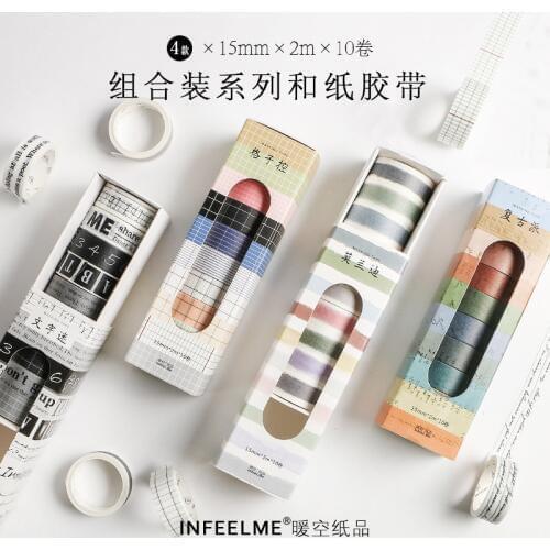 10pcs/pack Vinatge Grid Washi Tape Adhesive Tape Diy Scrapbooking Sticker Label Craft Masking Tape