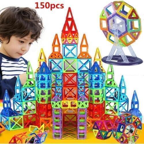 150pcs/set Mini Size Magnetic Designer DIY Building Blocks Model Parts Construction Toys For Forddlers Magnetic Square Triangle