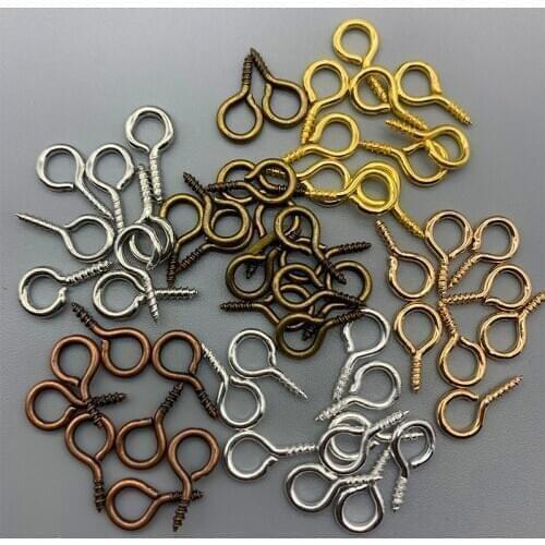 200Pcs Mixed 6 color Small Tiny Mini Eye Pins Hook Eyelets Screw Threaded Clasps Hooks Beads For DIY Jewelry Making Accessories