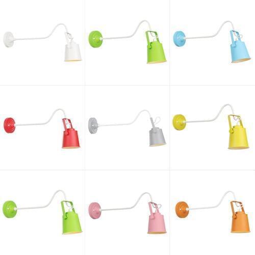 Ac110-220v New Nostalgia Cafe Restaurant Simple Personality Living Room Bedroom Study Colored Iron Long Arm Multicolor Wall Lamp