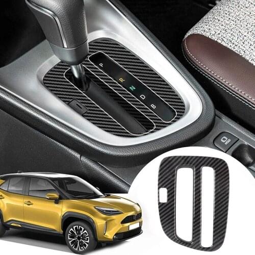 Carbon Fiber ABS Car Central Gear Shift Knob Panel Frame Cover Trim for Toyota YARIS / YARIS CROSS 2020 2021 RHD