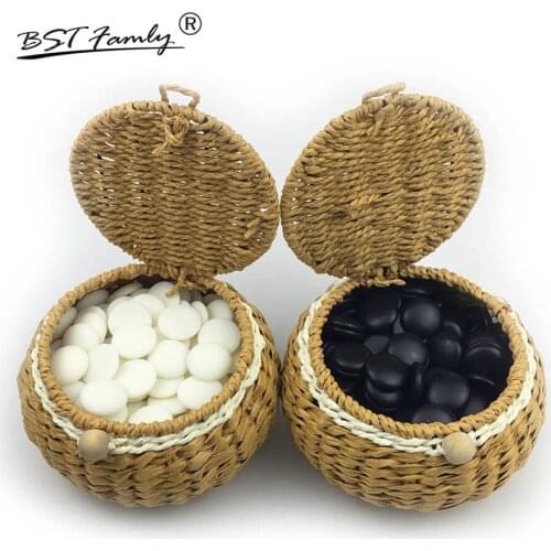 BSTFAMLY Diameter 22mm Plastic Chess Set For 19 Road 361Pcs Chessboard Plastic or Grass Vine Jar China Old Game of Go Weiqi G81