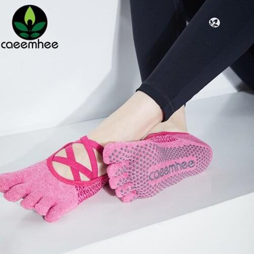 CAEEMHEE Women Toe Yoga Socks Terry Sole Anti-Skid Non-Slip High Quality Brand Dance Pilates Ballet Five Finger Socks