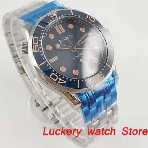 Bliger 41mm GMT Men watch blue dial saphire glass Ceramic Bezel luxury Automatic mechanical watches