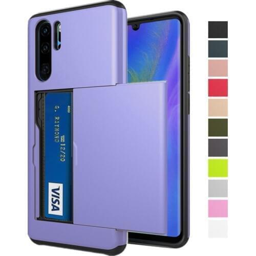 Armor Slide Card Slots Holder Cover On The For Huawei P30 Pro P 30 Case Capa Coque Funda