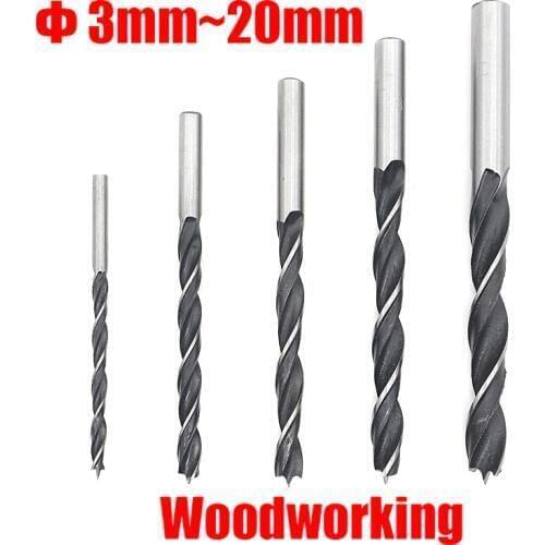 6.5mm 7mm 7.5mm 8mm 8.5mm 9mm 9.5mm 10mm High Carbon Steel Wood Woodworking Tool Straight Shank Twist Three Brad Point Drill Bit