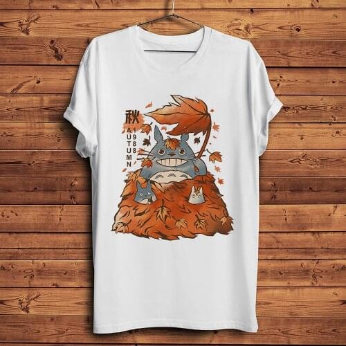 Kawaii neighbor Totoro at the autumn funny anime tshirt Men summer new White Casual short sleeve T Shirt Unisex streetwear tee