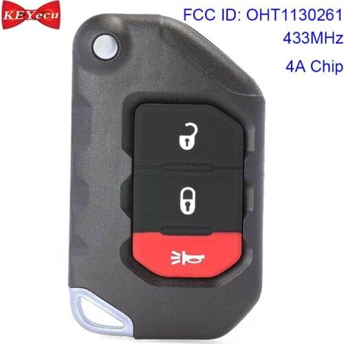 KEYECU for Jeep Wrangler 2018 2019 Smart Remote Car Key Fob FCC ID: OHT1130261 433MHz 4A Chip 68292942