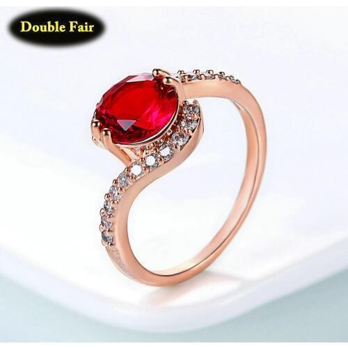New Fashion Design Rose Gold Color Big Zircon Crystal Stone Bend Rings For Women Engagement Jewelry Gift DWR389M