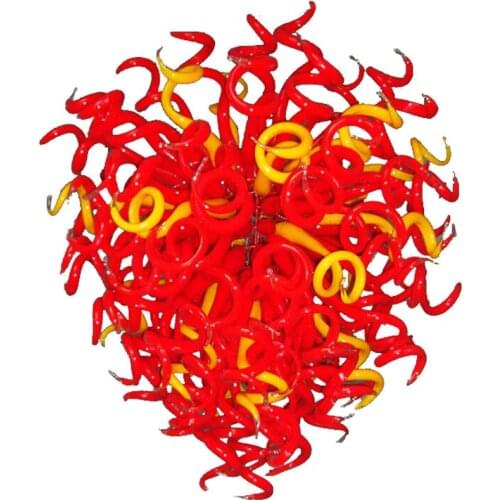 Hand Blown Glass Chandelier Lighting Red Yellow Lamparas Suspension Luminaire for Dining Room 50 by 60 CM